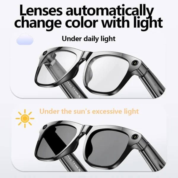 4K AI Smart Photochromic Glasses Multifunction Camera Bluetooth Call Voice Assistant Music Player Translate Glasses For Xiaomi - Image 2