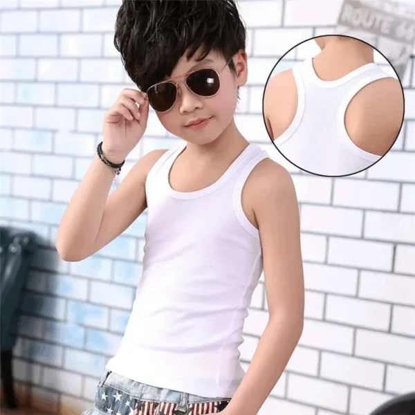 Children Vests T-shirts Summer Boys Girls Cotton Sports Tops Waistcoat Pure Color Casual Kids Vest - Image 4