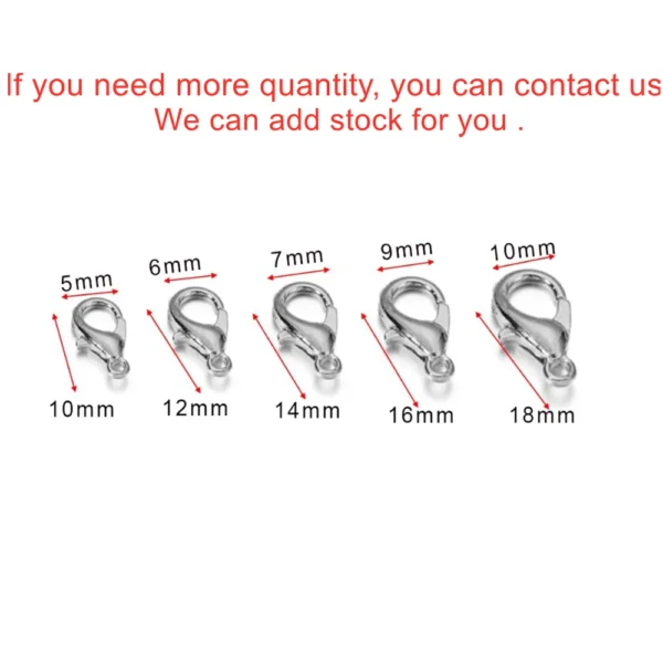 100pcs/lot Lobster Clasps For Bracelets Necklaces DIY Hooks Chain Closure Accessories For Jewelry Making Findings Wholesale - Image 2