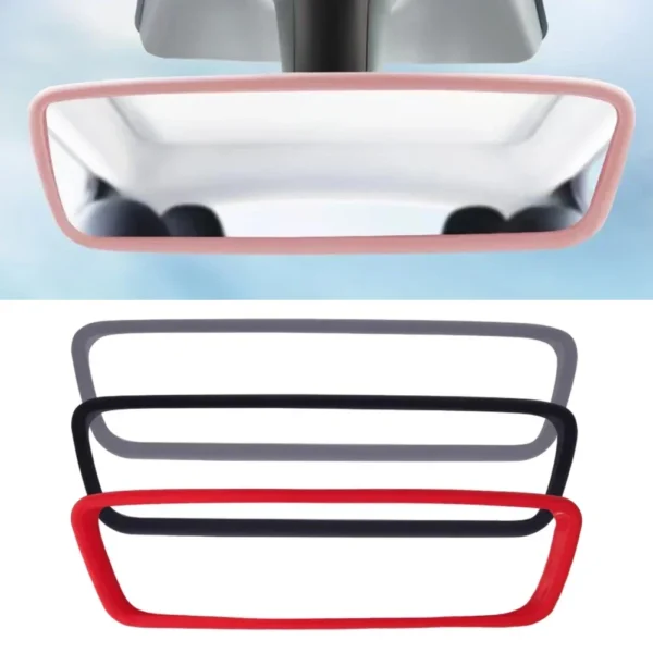 Silicone Rear View Mirror Protector Frame for Tesla Model 3 Y S X Center Console Accessories Interior Rearview Cover Rubber Case - Image 2
