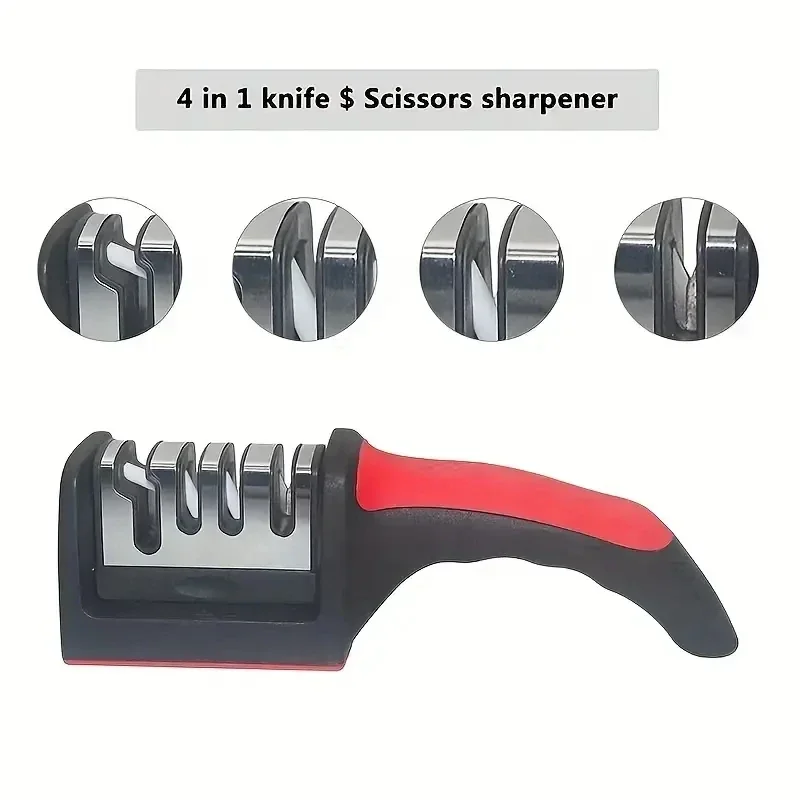 3-Segment Knife Sharpener Knife Sharpeners for Kitchen Knives Stainless Steel Three-Purpose Sharpening Stone for Kitchen Tools - Image 3
