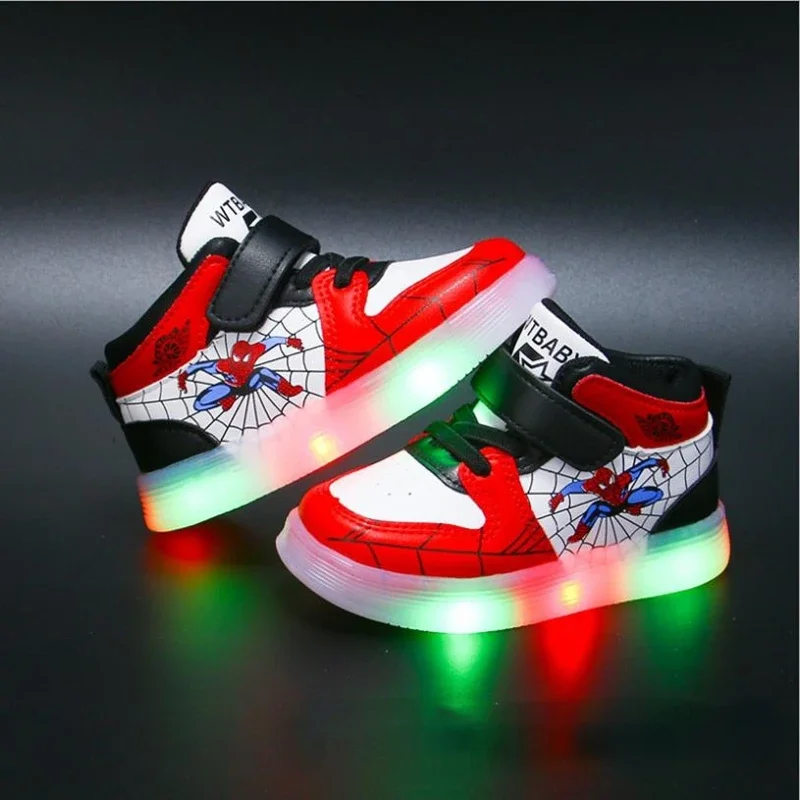 Disney Children's Led Light Shoes Fashion Aoger Spiderman Boys Sneakers Girls Cartton Casual Shoes Breathable Kids Sport Shoes - Image 3