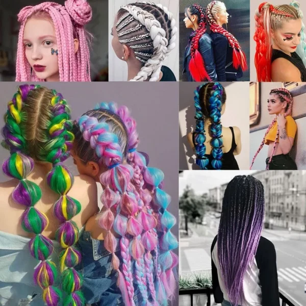 Synthetic 24Inch Jumbo Braids Hair Extension Afro Ombre Color Box Yaki Straight Crochet Braid DIY Hair for Women - Image 6