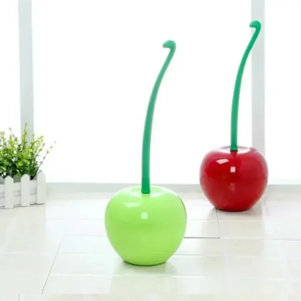 Red Toilet brush toilet holder bathroom accessories Creative Lovely Cherry Shape Lavatory Brush Toilet Brush Holder Set - Image 4