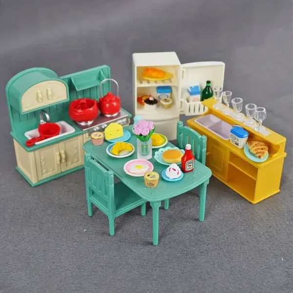 1:12 Miniature Furniture Forest Family Kitchen Toy Dining Table Dollhouse Accessories Bathroom Pretend Play For Girl Gifts Toys - Image 6