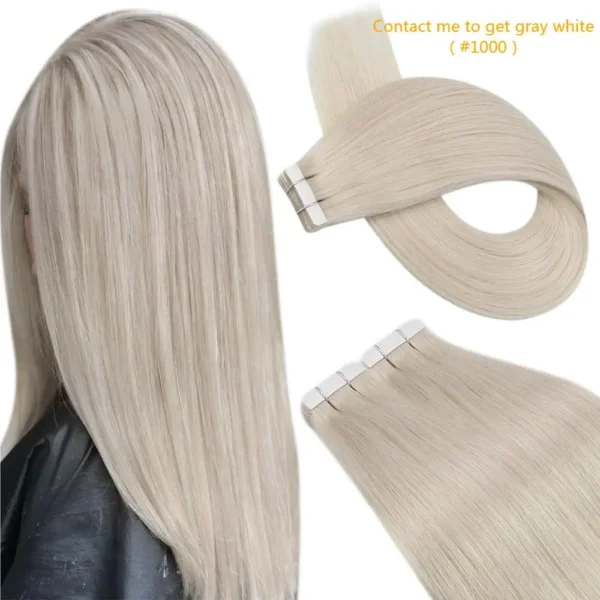 Ugeat Tape in Hair Extensions Human Hair Real Natural Brazilian Remy Hair Straight Seamless Skin Weft For Women Balayage 20P/40P - Image 6