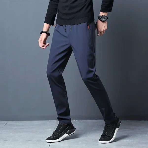 Men's Casual Pants Straight Slim Fit Elastic Waist Jogger Korean Classic Blue Black Gray Male Brand Trousers Plus Size - Image 2