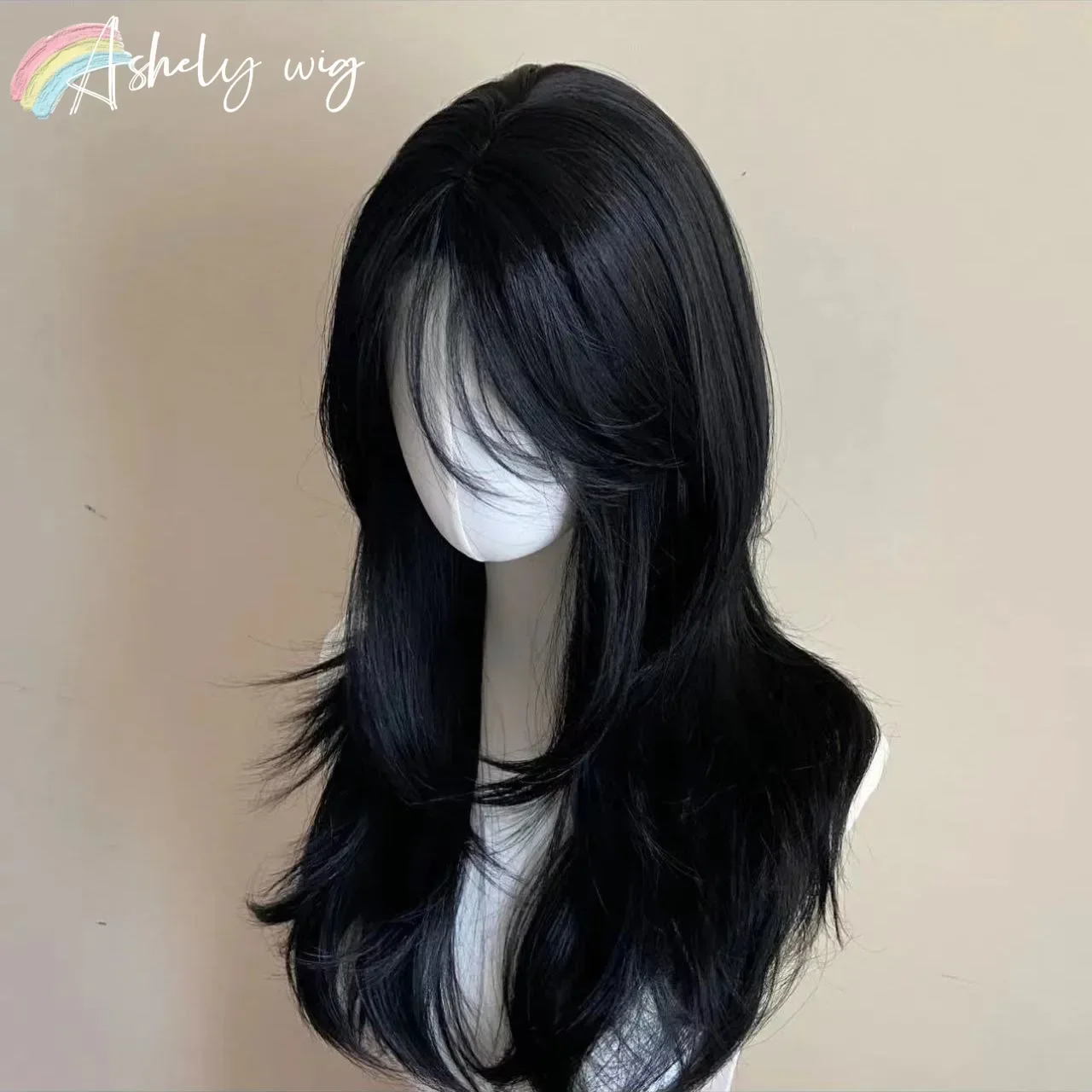 Ashely Black Wig Female Headband Body Wavy Rose Hair Net Models in French Bangs High Quality Simulation Hair Synthetic Wig 가발 - Image 4