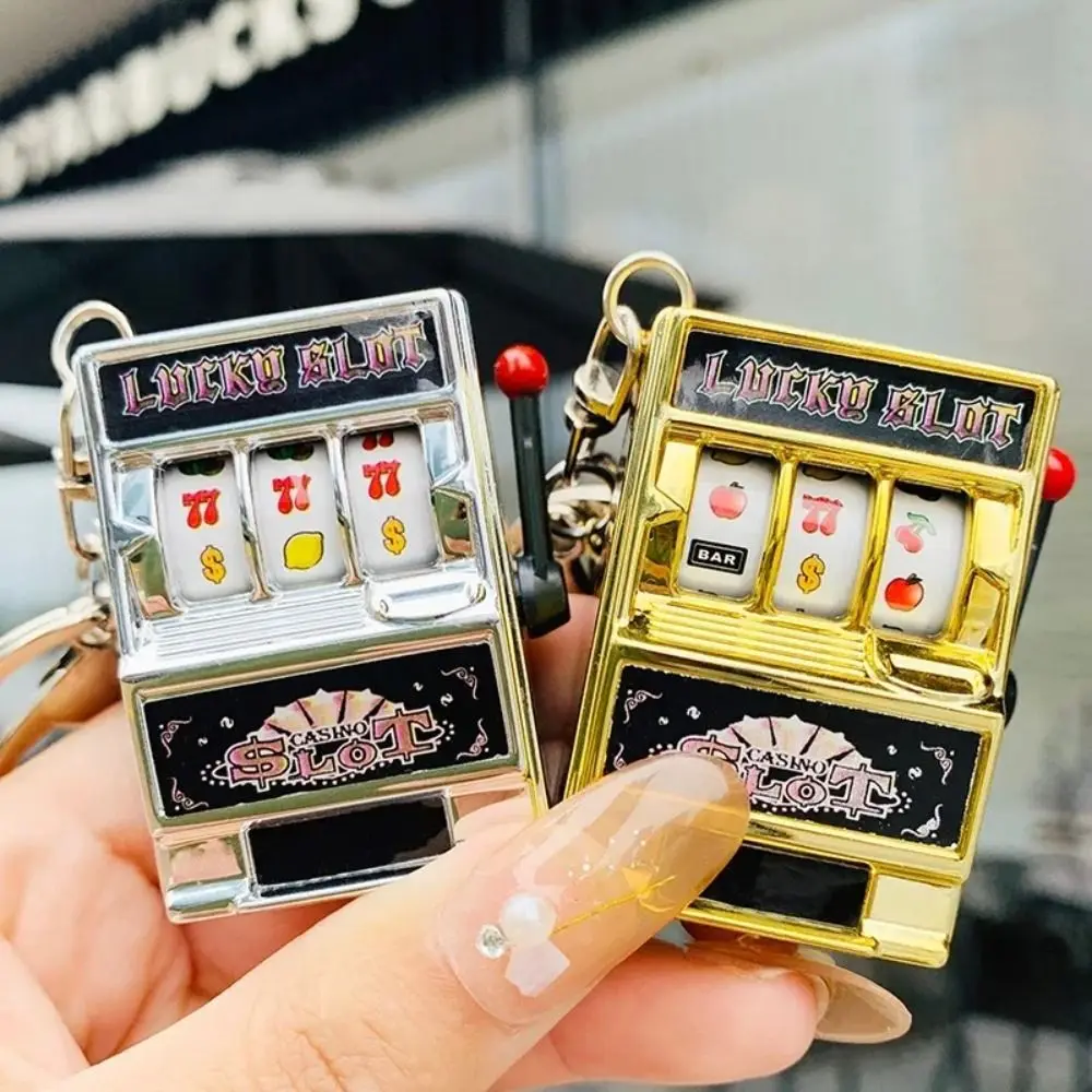 Cartoon Stress Reliever Keychains Coin Operated Games Toy Fruit Slot Machine Mini Lucky Jackpot Kids Adult - Image 3