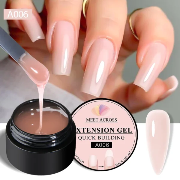MEET ACROSS 8ml Milk White Quick Extension Gel Nail Polish Vernis Semi Permanent Soak Off Nail Art UV Gel LED Varnish Nails - Image 4