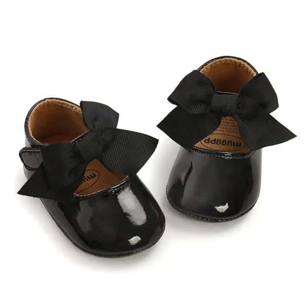 Meckior Baby Shoes Bowknot Rubber Sole Anti-slip PU Ballet Slippers Baby Girl Dress Shoes First Walker Toddler Crib Shoes - Image 5