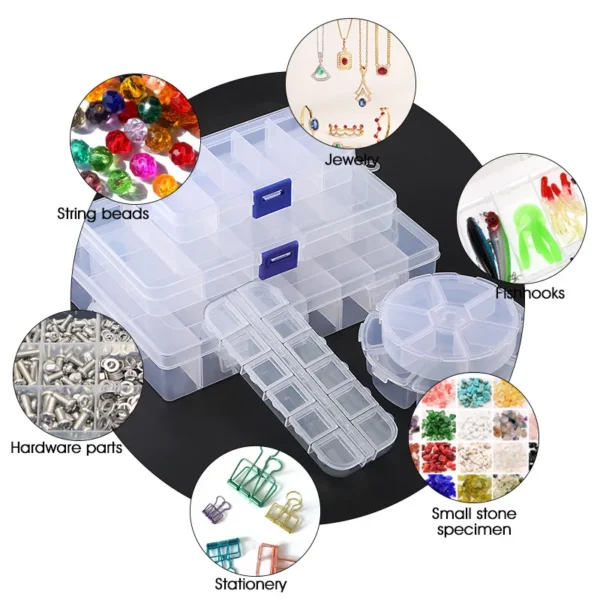 Transparent Plastic Storage Jewelry Box Compartment Adjustable Container For Beads Earring Box For Jewelry Rectangle Box Case - Image 6