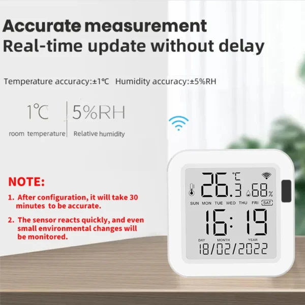 Tuya Temperature and Humidity Smart Sensor With Backlight for Smart Home var WiFi SmartLife Work with Alexa Google Assistant - Image 5