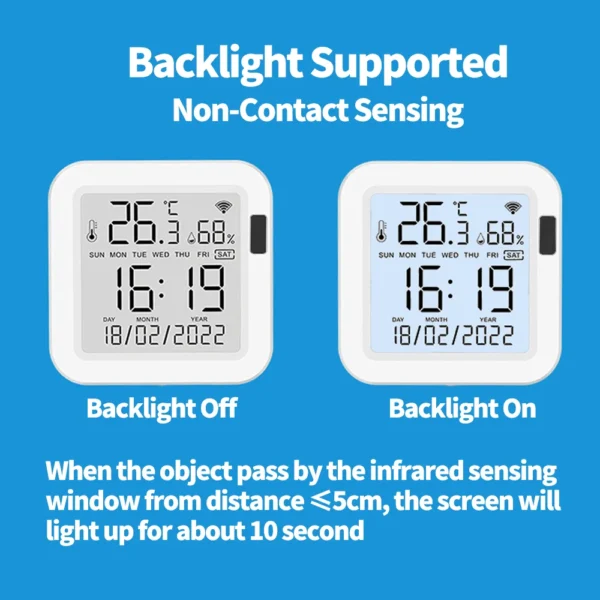 Tuya Temperature and Humidity Smart Sensor With Backlight for Smart Home var WiFi SmartLife Work with Alexa Google Assistant - Image 3