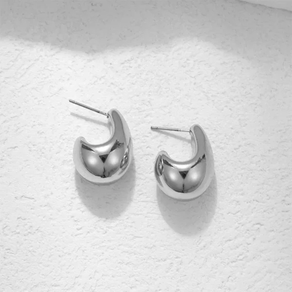 Vintage Chunky Dome Drop Earrings For Women Gold Plated Stainless Steel Thick Teardrop Earring Statement Wedding Jewelry Gifts - Image 4