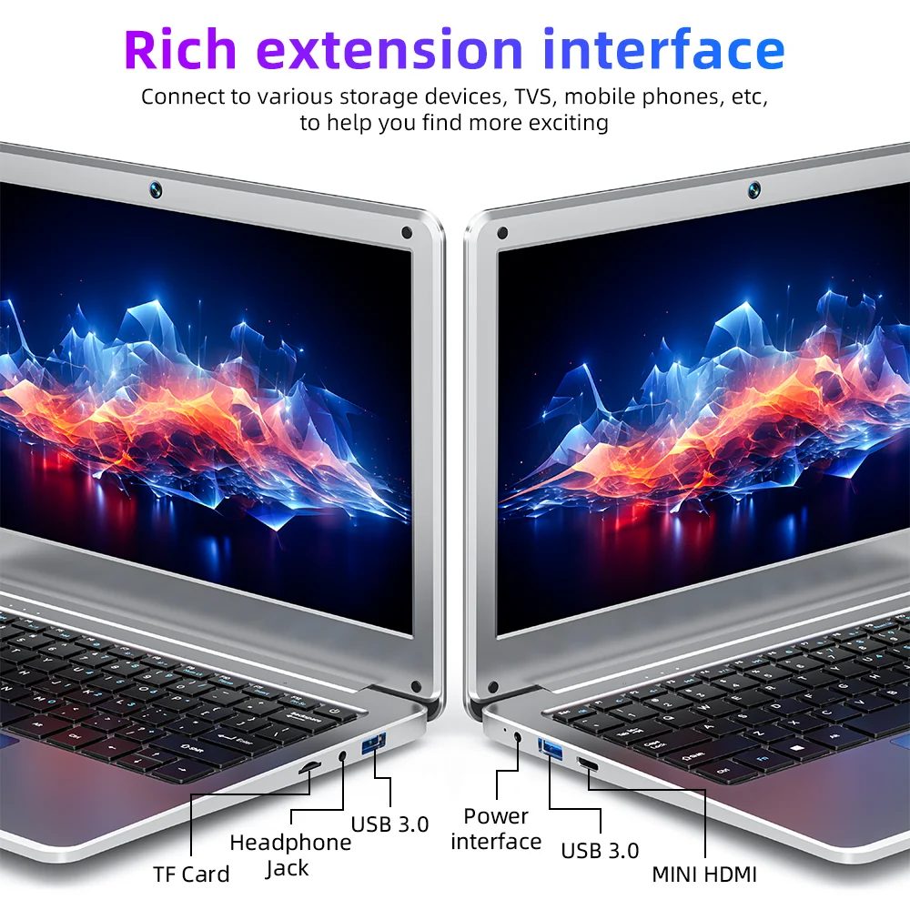 BYONE 11.6 Inch Mini Laptop Intel Celeron N4000 8GB RAM 128GB 256GB SSD Wifi Office Study Pink Portable Ultraslim Pocket Laptops - Image 6