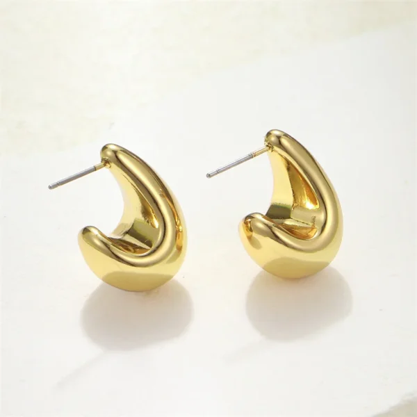 Vintage Chunky Dome Drop Earrings For Women Gold Plated Stainless Steel Thick Teardrop Earring Statement Wedding Jewelry Gifts - Image 5