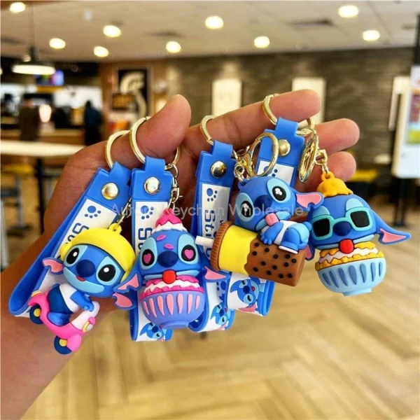 Anime Disney Keychain Cartoon Mickey Mouse Minnie Lilo & Stitch Cute Doll Keyring Ornament Key Chain Car Pendant Kids Gifts - Image 6