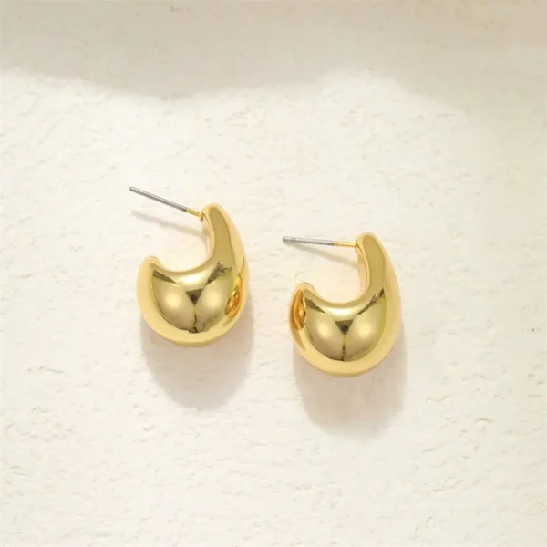 Vintage Chunky Dome Drop Earrings For Women Gold Plated Stainless Steel Thick Teardrop Earring Statement Wedding Jewelry Gifts - Image 2