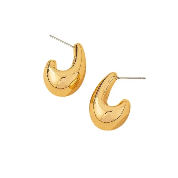Vintage Chunky Dome Drop Earrings For Women Gold Plated Stainless Steel Thick Teardrop Earring Statement Wedding Jewelry Gifts - Image 6