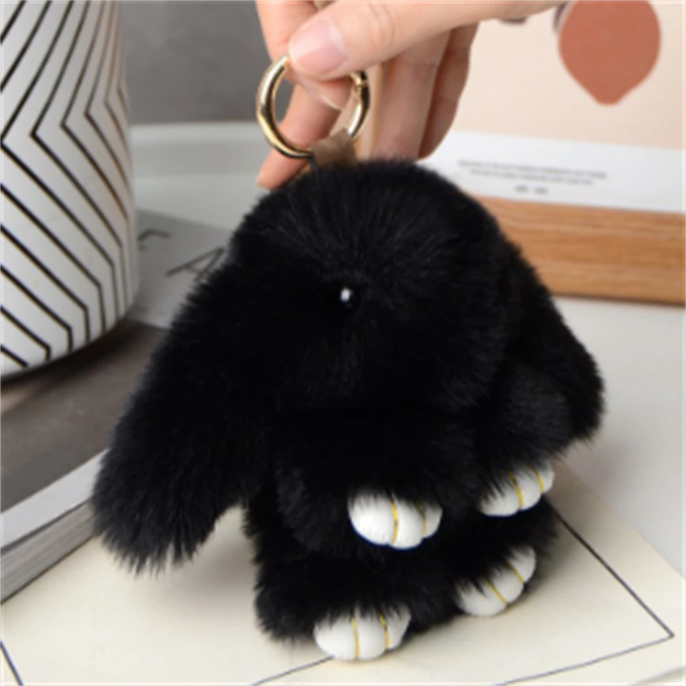 15cm Rabbit Fur Keychain Women Bag Car Key chain Pendant Decoration Jewelry Bags Hangings Accessories Gifts - Image 2