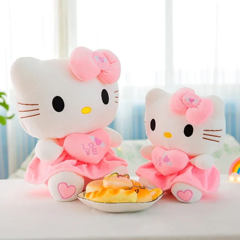 25Cm Sanrio Hello Kitty Plus Doll Toy Heart Hugging Pink Kitty Cat Cartoon Animal Plush Pacify Toys for Baby Decoration Bed Gift - Image 3
