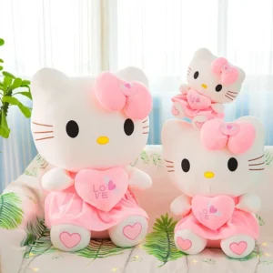 25Cm Sanrio Hello Kitty Plus Doll Toy Heart Hugging Pink Kitty Cat Cartoon Animal Plush Pacify Toys for Baby Decoration Bed Gift