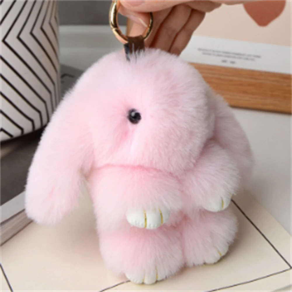 15cm Rabbit Fur Keychain Women Bag Car Key chain Pendant Decoration Jewelry Bags Hangings Accessories Gifts - Image 3