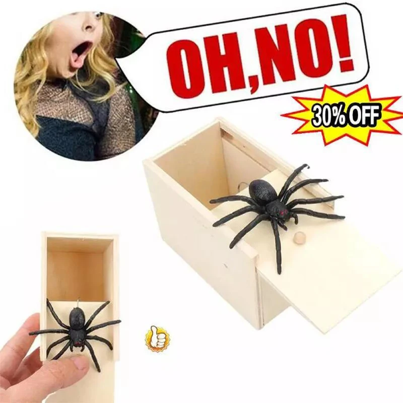 Wooden Prank Spider Scare Box Trick Joke Scarebox Gag Toy For Kid Adult Gifts Christmas Halloween Funny Prank Toys Magic Props - Image 2