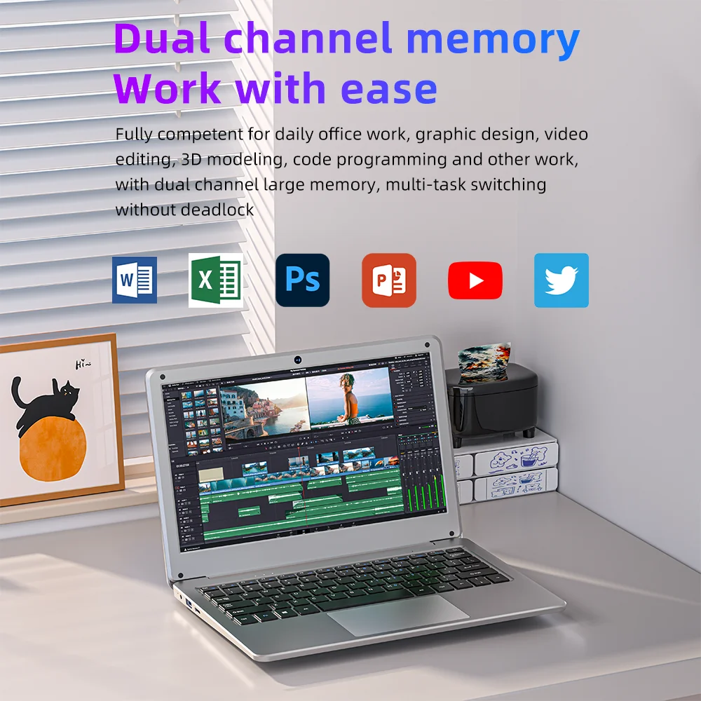 BYONE 11.6 Inch Mini Laptop Intel Celeron N4000 8GB RAM 128GB 256GB SSD Wifi Office Study Pink Portable Ultraslim Pocket Laptops - Image 4