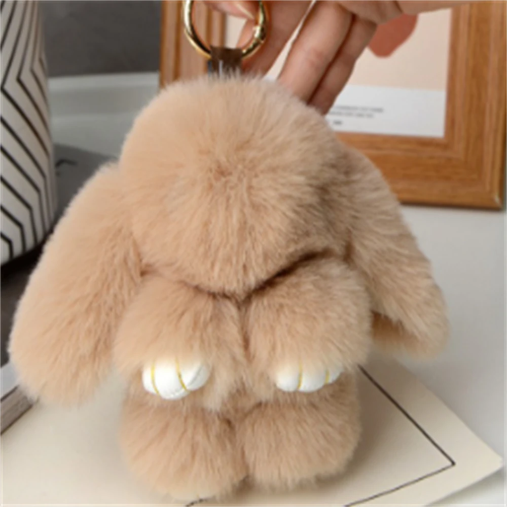 15cm Rabbit Fur Keychain Women Bag Car Key chain Pendant Decoration Jewelry Bags Hangings Accessories Gifts - Image 4