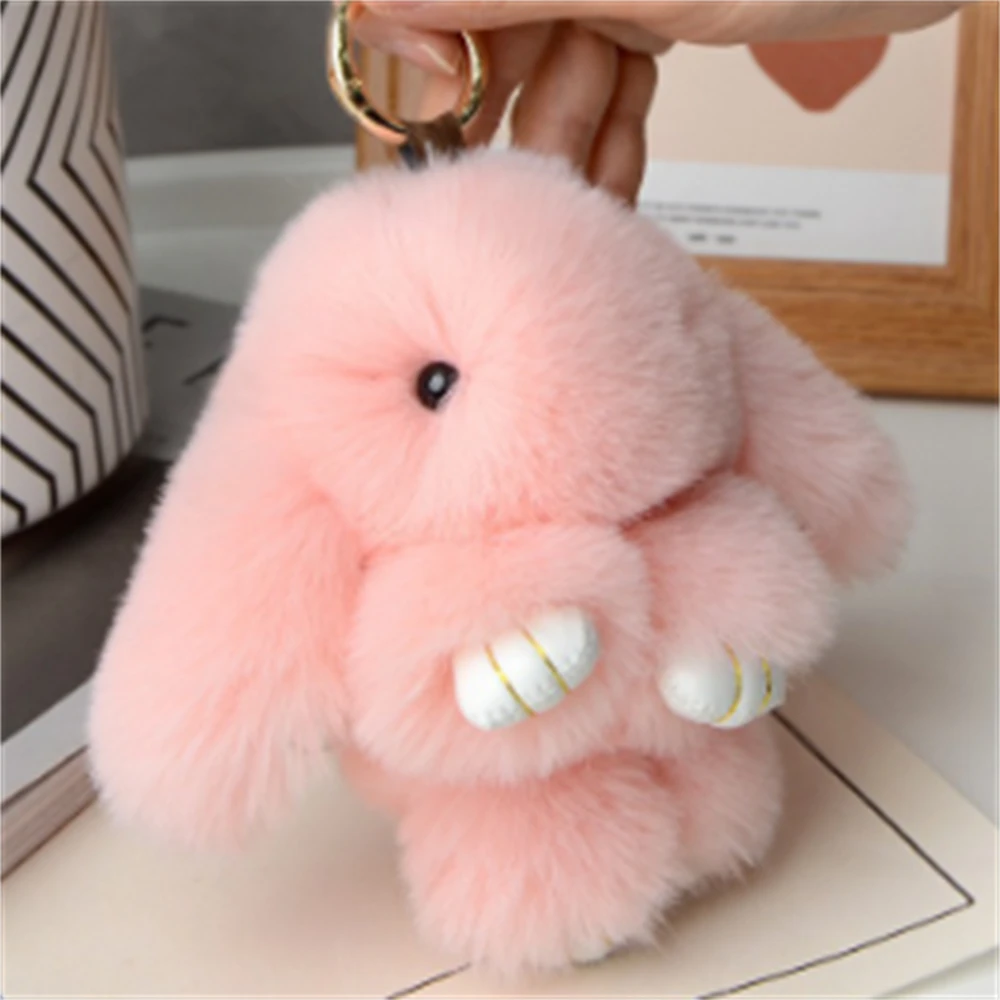 15cm Rabbit Fur Keychain Women Bag Car Key chain Pendant Decoration Jewelry Bags Hangings Accessories Gifts - Image 6