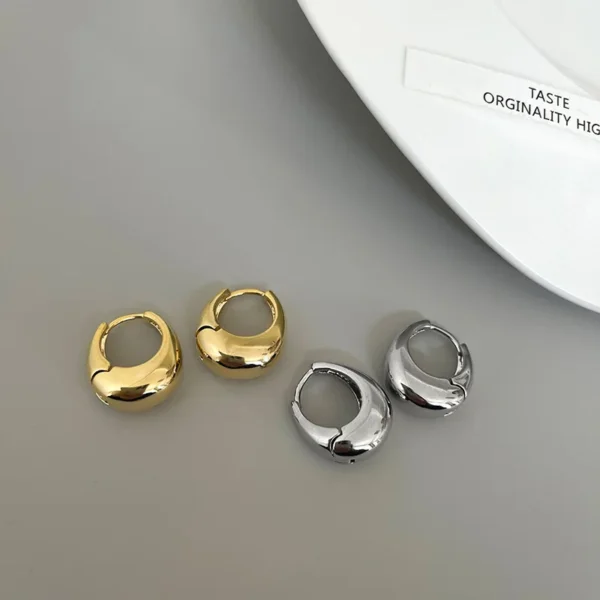 Stainless Steel Smooth Metal Chunky Hoop Earrings For Women Girls Fashion Round Circle Hoops Statement Earrings Punk Jewelry - Image 2