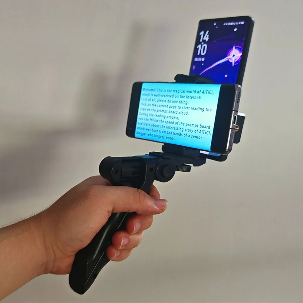 Universal Smartphone Video Vlogging Kit - Phone Teleprompter Prompter Clip for Phone Live Broadcast Video Subtitle Read Tripod - Image 6