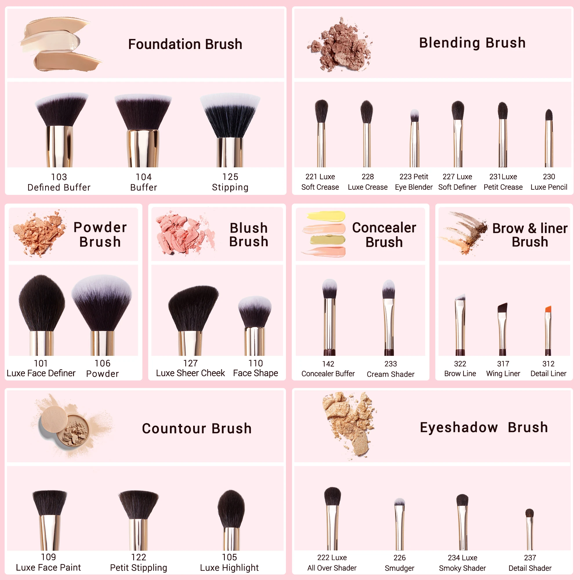 Jessup Makeup Brushes Set Professional Natural-Synthetic Hair Makeup Brush Foundation Powder Contour Eyeshadow 15-25pcs - Image 3