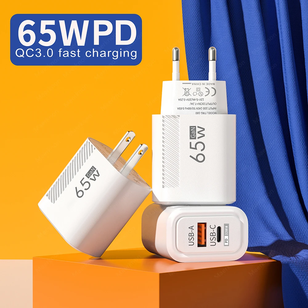 65W USB C Charger Charger Fast Charging EU/US Plug Charger Adapter For iPhone Samsung Xiaomi Phone Type C Quick Charge Charger - Image 5