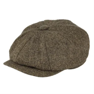 BOTVELA Wool Tweed Newsboy Cap Herringbone Men British Gatsby Retro Hat Driver Flat Cap for Male Vintage Herringbone Beret