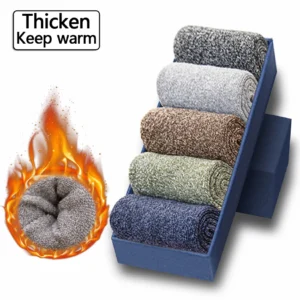 5 Pairs Thicken Socks Men High Quality Towel Keep Warm Winter Socks Cotton Christmas Gift Socks For Man Thermal Size 38-45