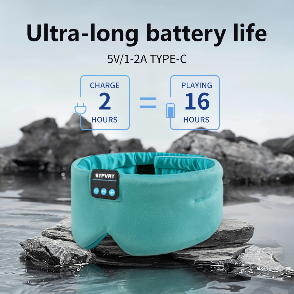 Soft Sleep Mask Bluetooth Wireless Headphones, Sleeping Headphones Adjustable Music Eye Mask Silk for Sleeping Meditation - Image 3