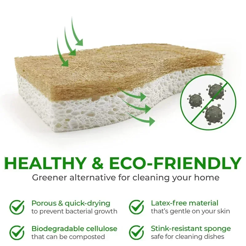 Eco-Friendly Natural Plant Scrub Sponges and Coconut Scrubber Sponge Natural Sponges for Dishes Eco Friendly Kitchen Accessories - Image 3