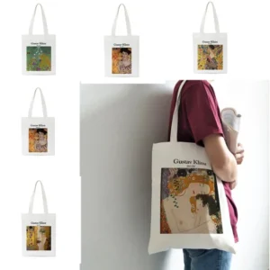 Fashion Gustav Klimt Handbag Fashion Canvas Summer Shoulder Bag Eco-friendly Large Capacity Travel Shopping Bag Scoolbag decor