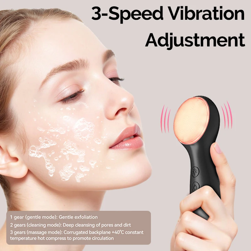 3 in 1 Electric Facial Cleanser Brush Silicone IPX7 Waterproof Face Massager Deep Pore Cleaner Blackhead Remover SkinCare Beauty - Image 4