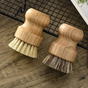 Wooden Dish Brush with Natural Sisal and Coconut, Durable Portable Kitchen Cleaning Brush, Eco Friendly Zero Waste QJS001