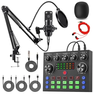 V8S Live Sound Card Podcast Equipment Live Broadcast DJ Device with BM800 Microphone Set For Music/Recording Live Streaming
