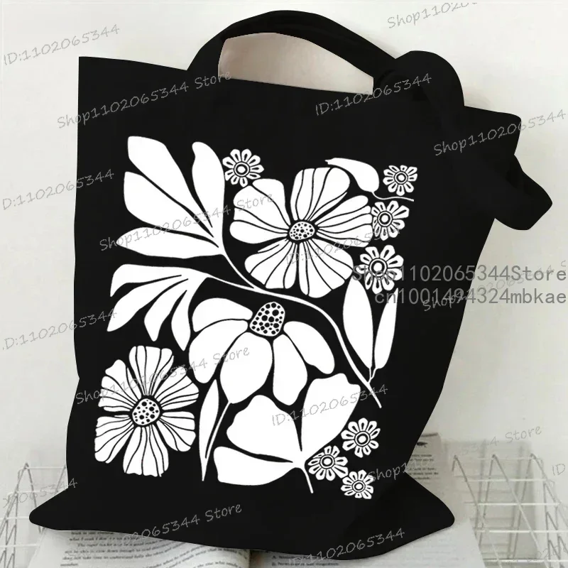 Bohemian Style Floral Tote Bag Vintage Plant Shopper Handbag Fashion Canvas for Women Girls Student Graphic Flower Shoulder Bag - Image 5