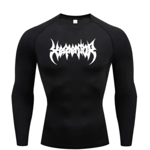 Men's running long sleeved T-shirt compression printed shirt, sun protection quick drying sportswear, exercise gym clothes