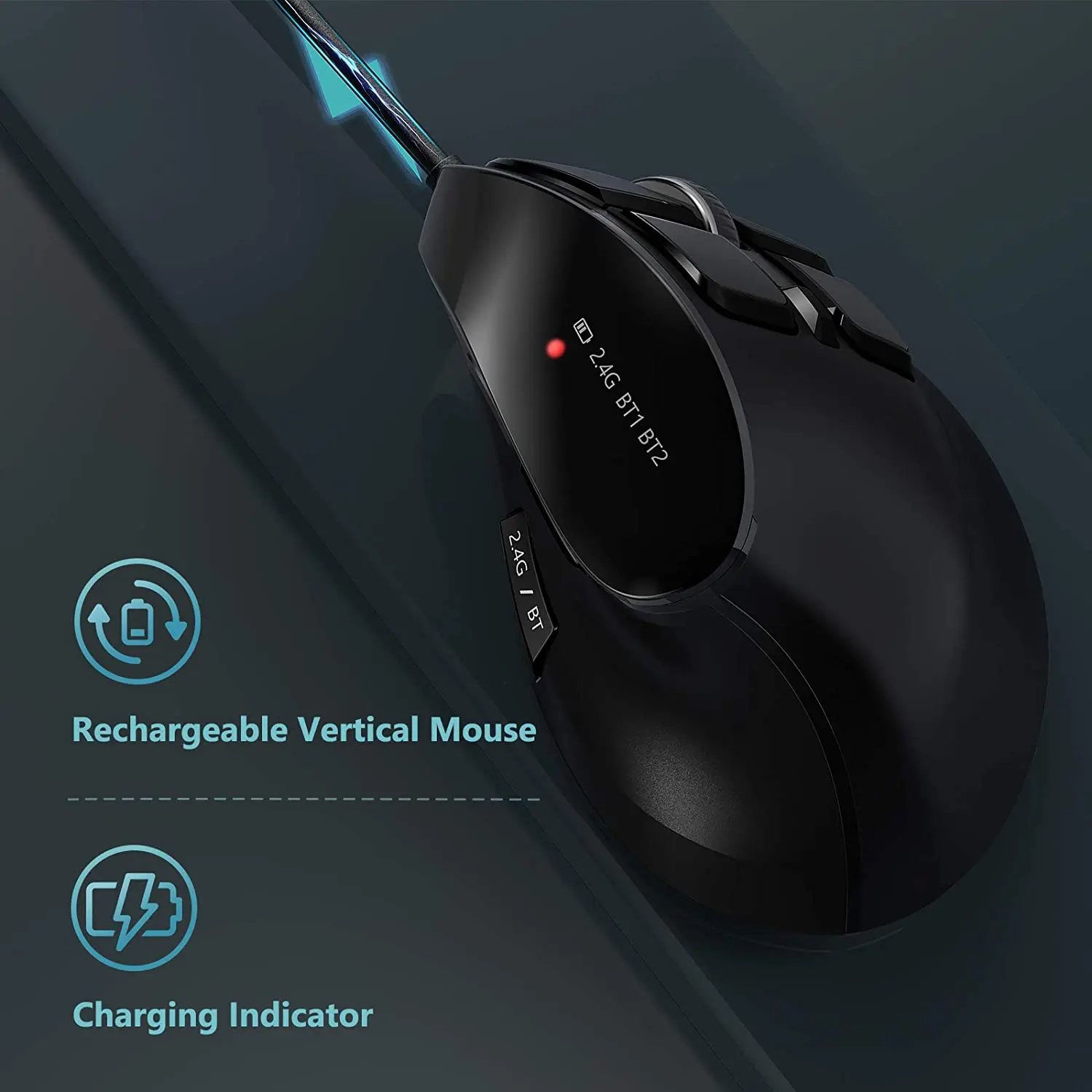 Seenda Vertical Ergonomic Wireless Mouse Rechargeable Bluetooth 5.0 3.0 2.4G USB Mice for Computer Laptop PC Mac iPad Office - Image 4