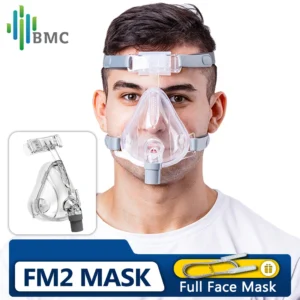BMC FM2 Full Face Mask For CPAP Bipap Machine COPD Anti Snoring Sleep Apnea with Headgear Nasal Face Mask Suitable 22mm Hose