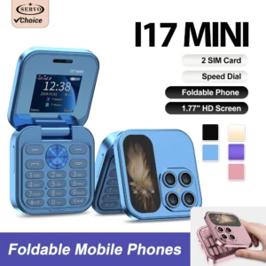 2025 Hot Sale SERVO i17Mini 2G Small Flip Mobile Phone 2 SIM Speed Dial Magic Vioce MP3 Flashlight Mini Fold Cellphone FM Radio