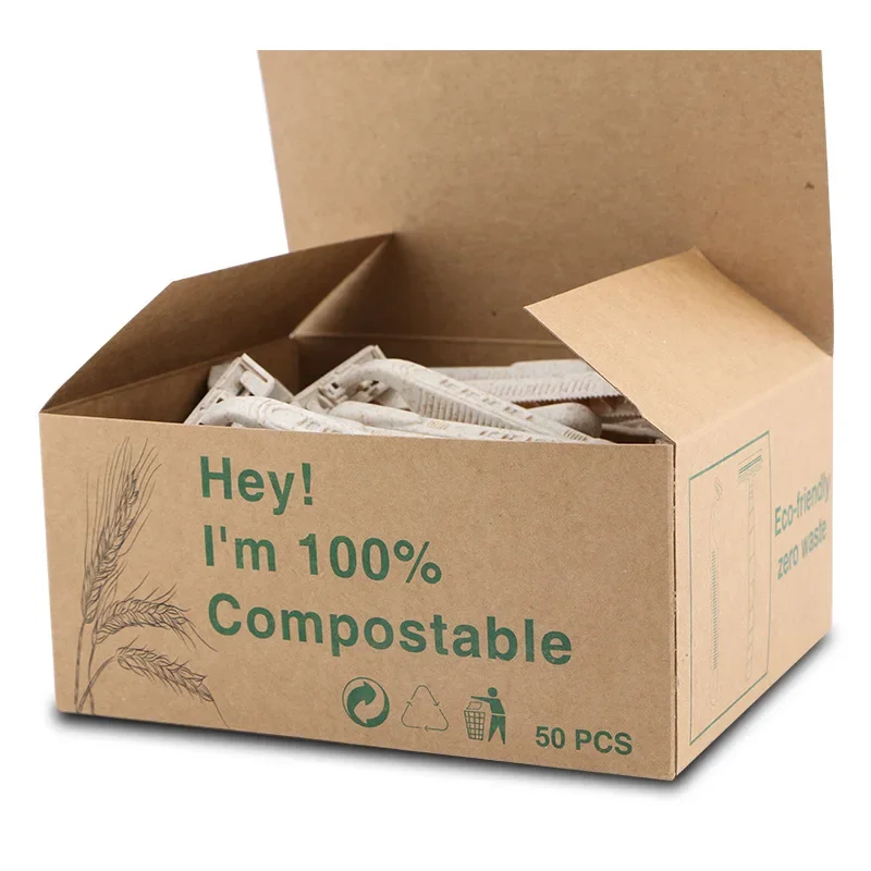 Eco-friendly Disposable Tattoo Razors Wheat Straw Twin Stainless Steel Blade Highly-biodegradable Recyclable tattoo supplies - Image 4